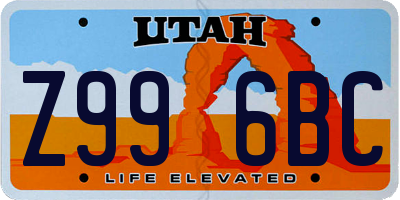UT license plate Z996BC