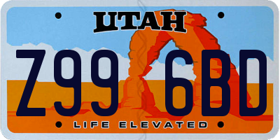 UT license plate Z996BD