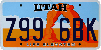 UT license plate Z996BK