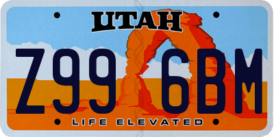 UT license plate Z996BM