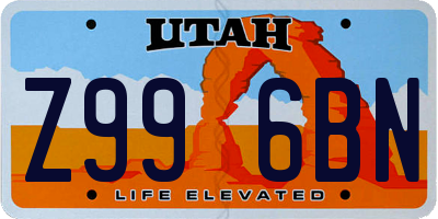 UT license plate Z996BN