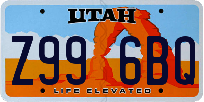 UT license plate Z996BQ