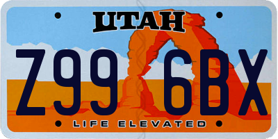 UT license plate Z996BX