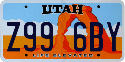 UT license plate Z996BY