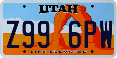 UT license plate Z996PW