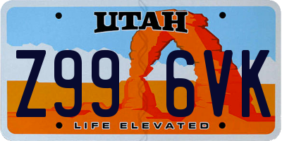 UT license plate Z996VK
