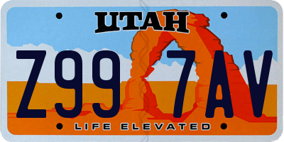 UT license plate Z997AV