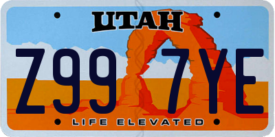UT license plate Z997YE