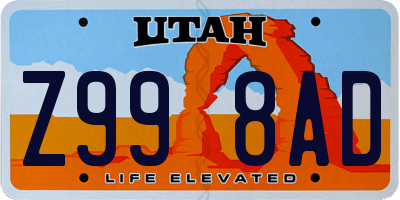 UT license plate Z998AD