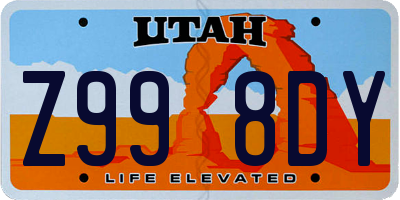 UT license plate Z998DY