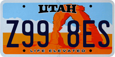 UT license plate Z998ES