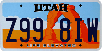 UT license plate Z998IW