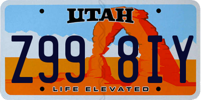 UT license plate Z998IY