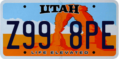 UT license plate Z998PE