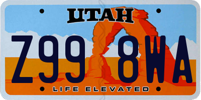 UT license plate Z998WA