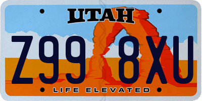 UT license plate Z998XU