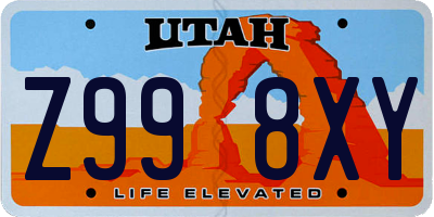 UT license plate Z998XY