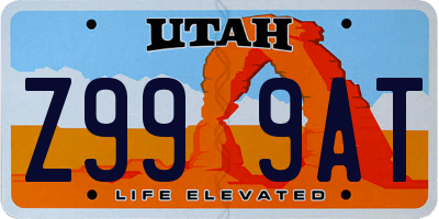 UT license plate Z999AT