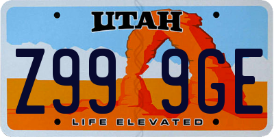 UT license plate Z999GE