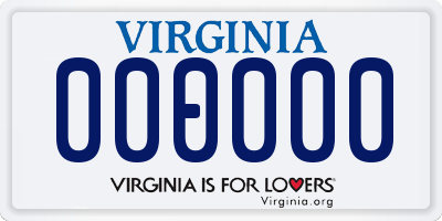 VA license plate 000000