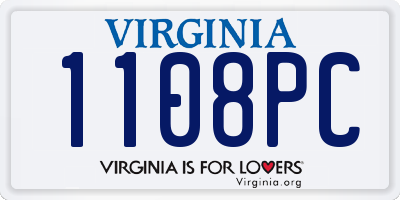 VA license plate 1108PC