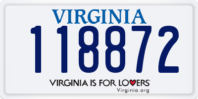VA license plate 118872