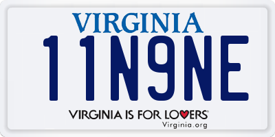 VA license plate 11N9NE