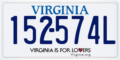 VA license plate 152574L