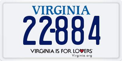 VA license plate 22884