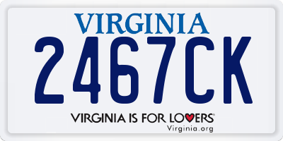 VA license plate 2467CK