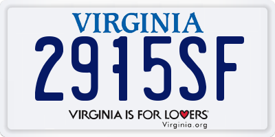 VA license plate 2915SF