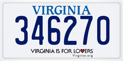 VA license plate 346270