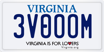 VA license plate 3VOOOM