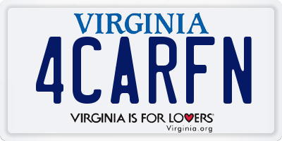 VA license plate 4CARFN