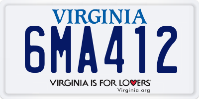 VA license plate 6MA412