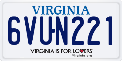 VA license plate 6VUN221
