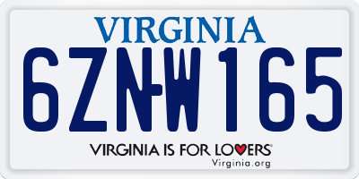 VA license plate 6ZNW165