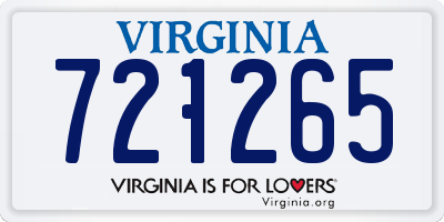 VA license plate 721265