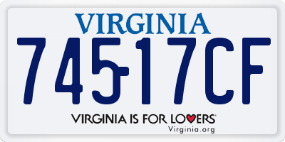 VA license plate 74517CF