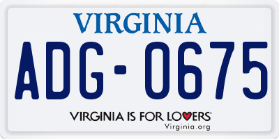 VA license plate ADG0675