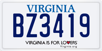 VA license plate BZ3419