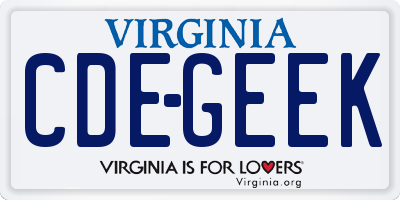 VA license plate CDEGEEK