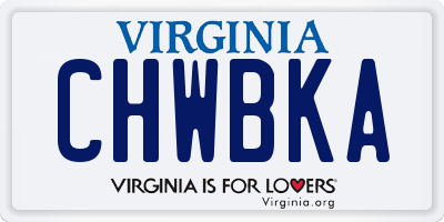 VA license plate CHWBKA