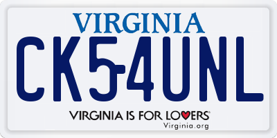 VA license plate CK54UNL
