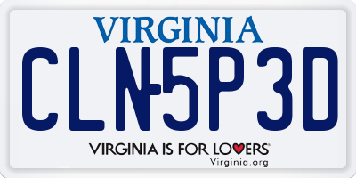 VA license plate CLN5P3D