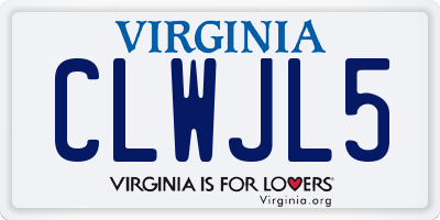 VA license plate CLWJL5