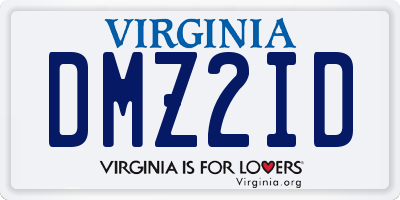VA license plate DMZ2ID