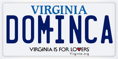 VA license plate DOMINCA