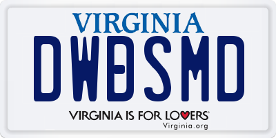 VA license plate DWDSMD
