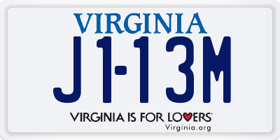 VA license plate J113M